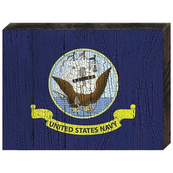 Designocracy Navy Military Patriotic Flag Art on Board Wall Decor 85098NV12